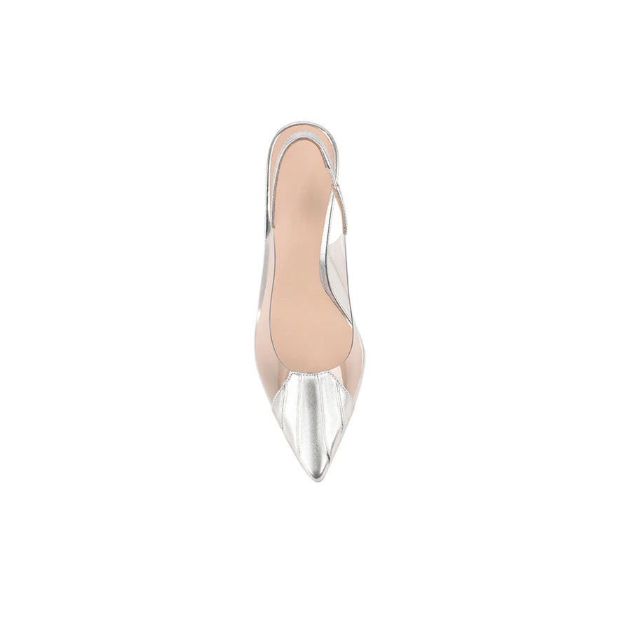 Lana Wilkinson Remi Pump Vinylite & Silver Metallic Patent Leather