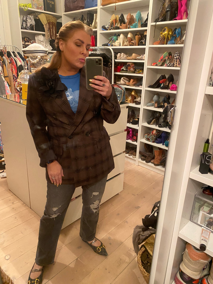 Hansen & Gretel Alistair Double Breasted Blazer - Charcoal Tartan