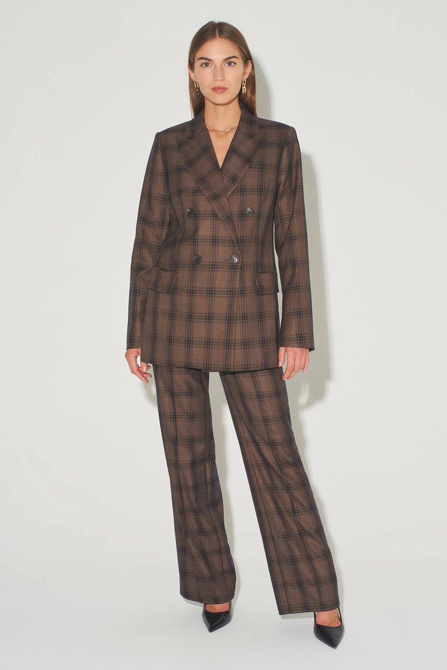 Hansen & Gretel Regina Tailored Pant - Charcoal Tartan