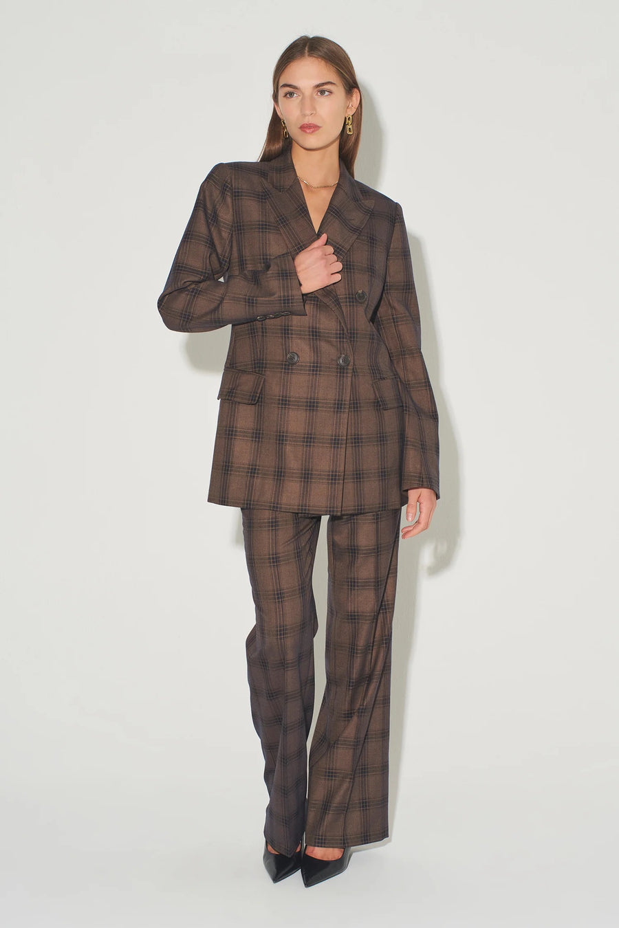 Hansen & Gretel Regina Tailored Pant - Charcoal Tartan