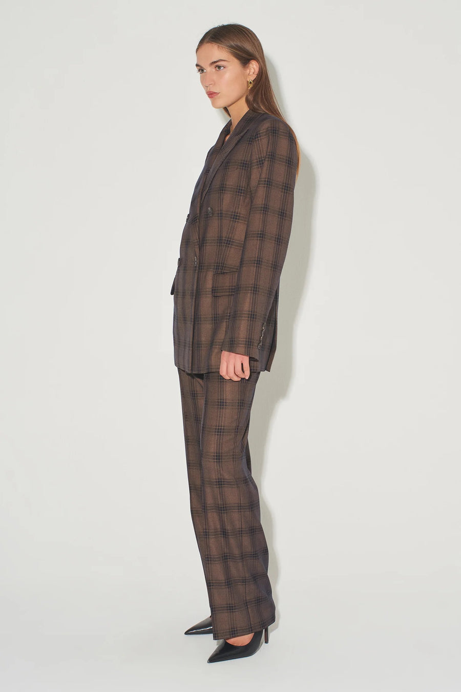 Hansen & Gretel Alistair Double Breasted Blazer - Charcoal Tartan