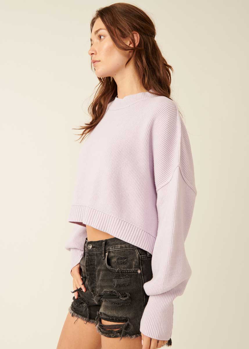 Free People Easy Street Crop Pullover - Frost Lavender