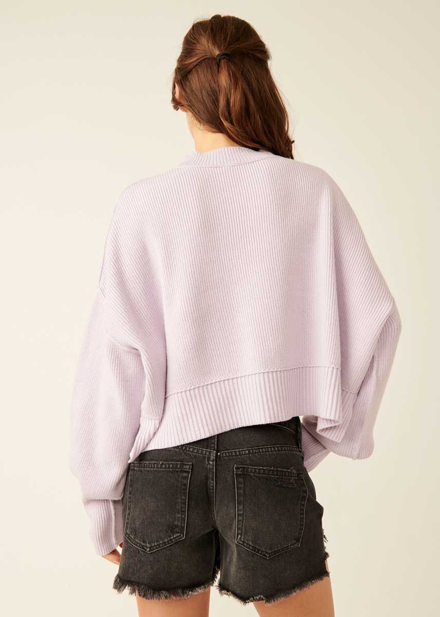 Free People Easy Street Crop Pullover - Frost Lavender