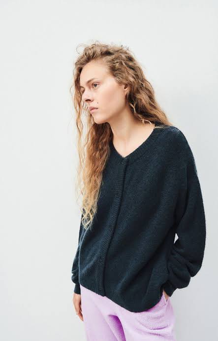 American Vintage Damsville Cardigan - Blue Black Melange
