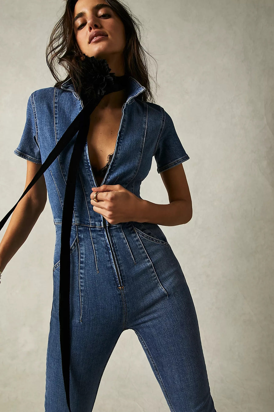 Free People Jayde Flare Jumpsuit - Sunburst Blue