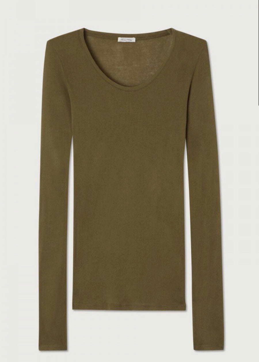 American Vintage Massachusetts Long Sleeve Tee - Vintage Olive