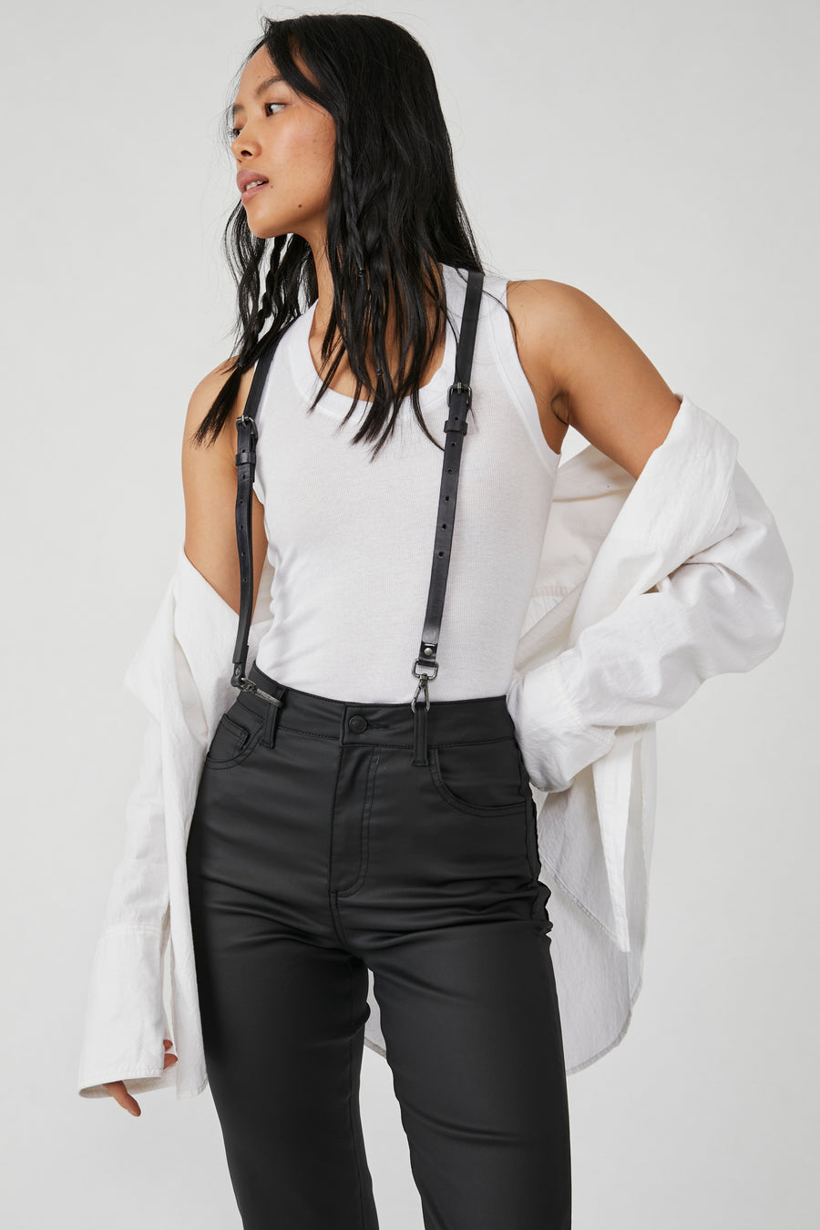 Free People Hold Me Up Suspenders - Black