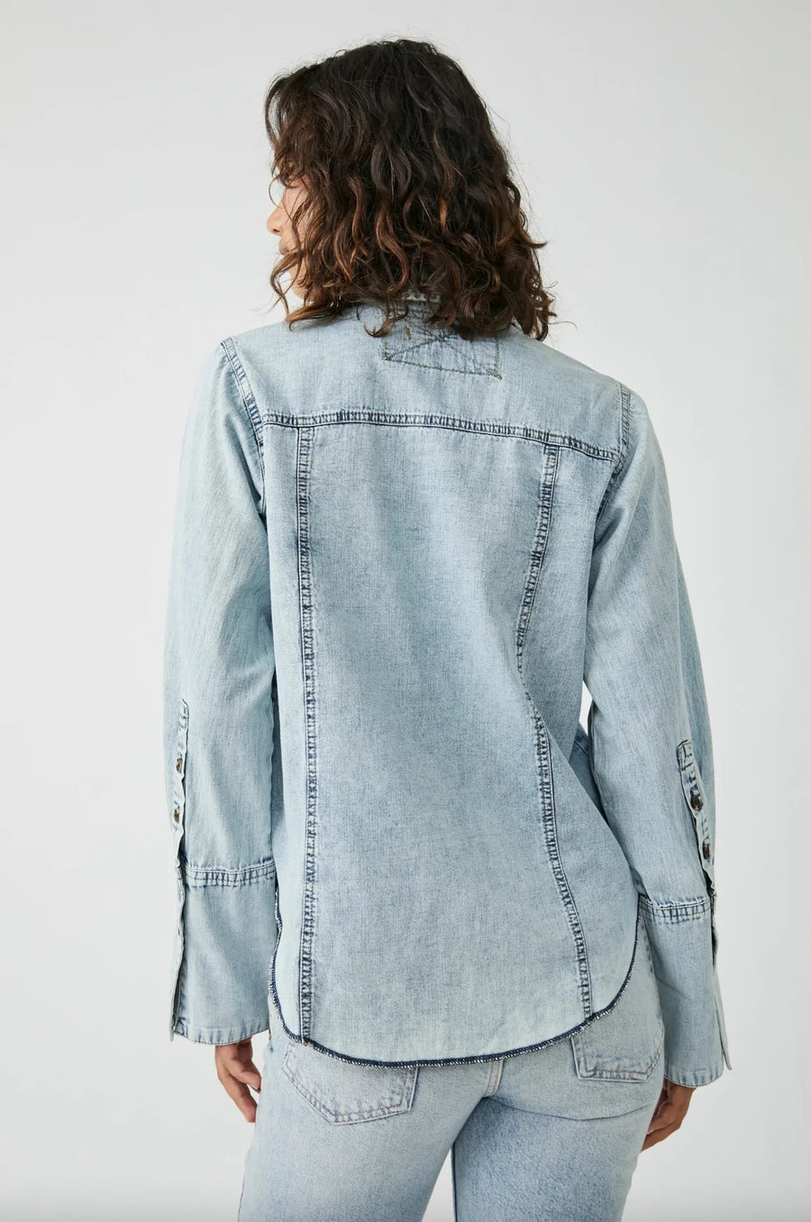 Free People Mackenzie Denim Top - Light Vintage