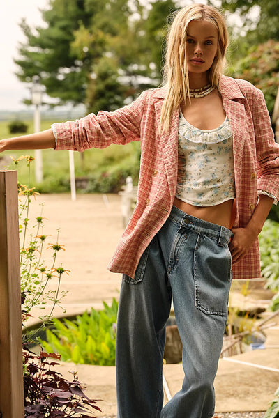 Free People Olivia Gingham Blazer - Pink FINAL SALE