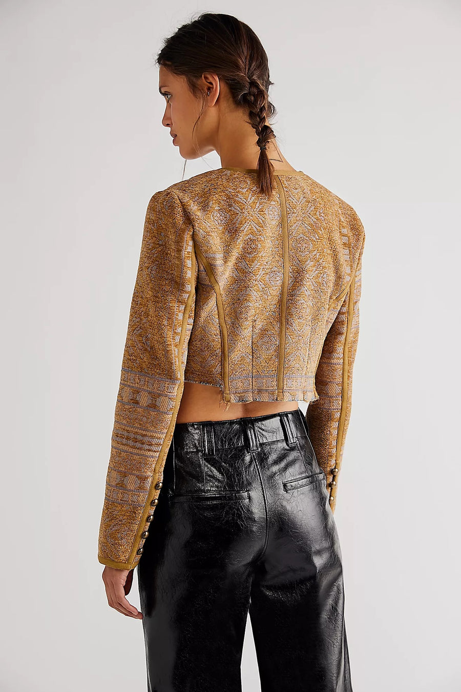 Free People Juliette Cropped Jacket - Gold Combo