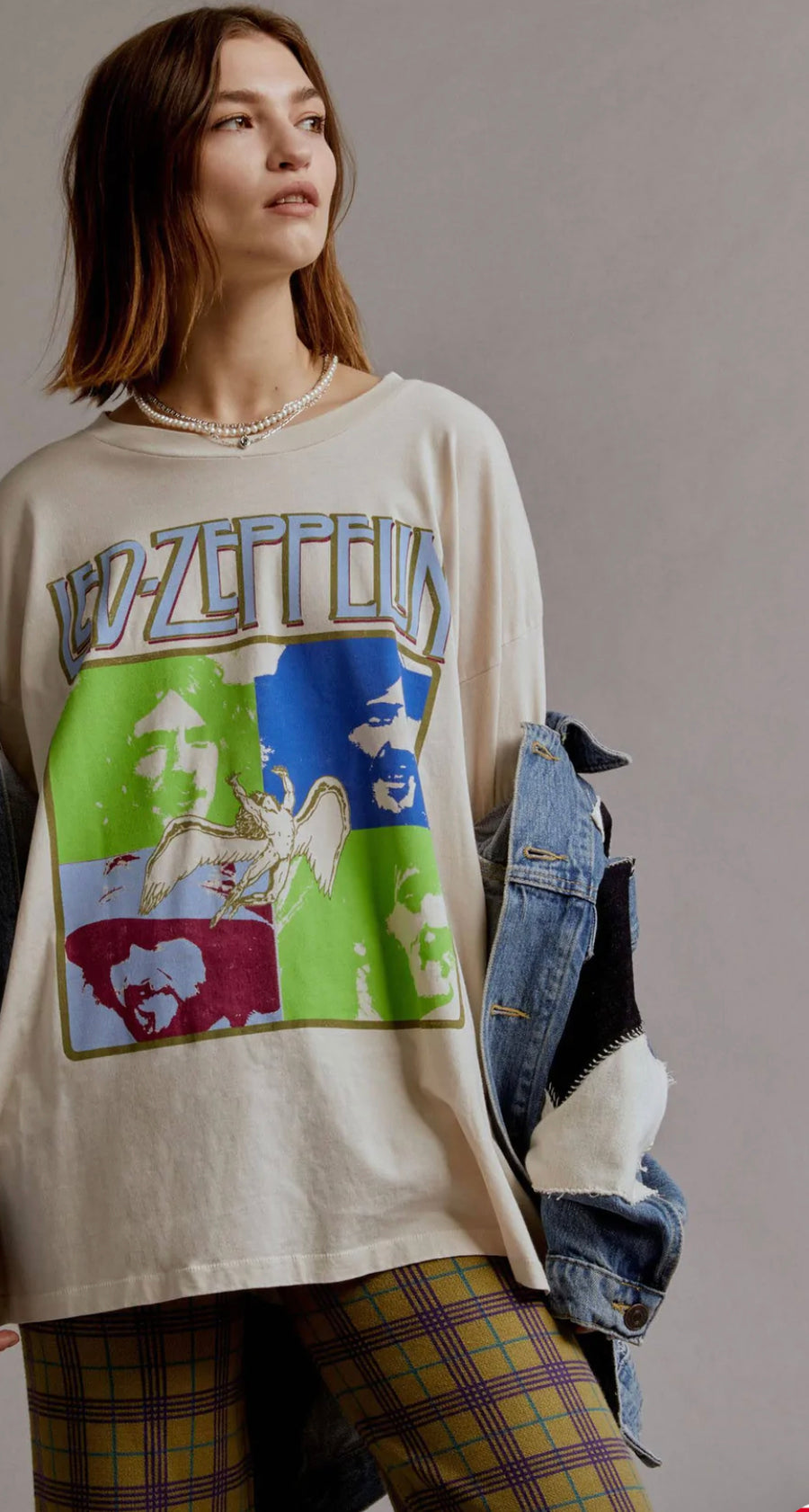 Daydreamer Led Zeppelin Four Square Merch Tee - Dirty White