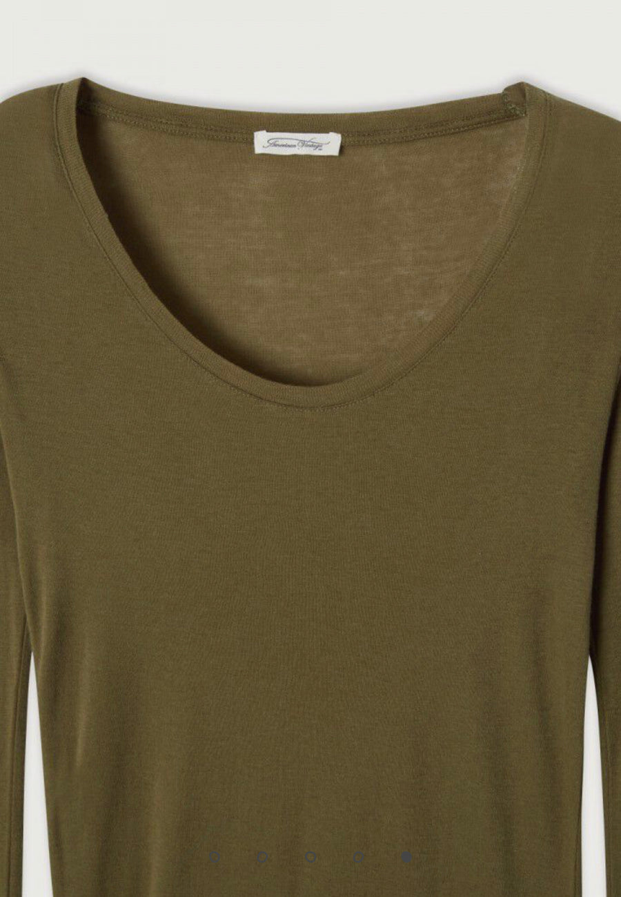 American Vintage Massachusetts Long Sleeve Tee - Vintage Olive