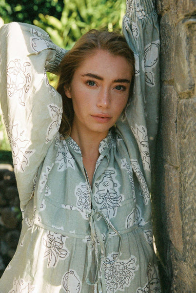 Kinga Csilla Dulce Santorini Dress - Sage Print SALE