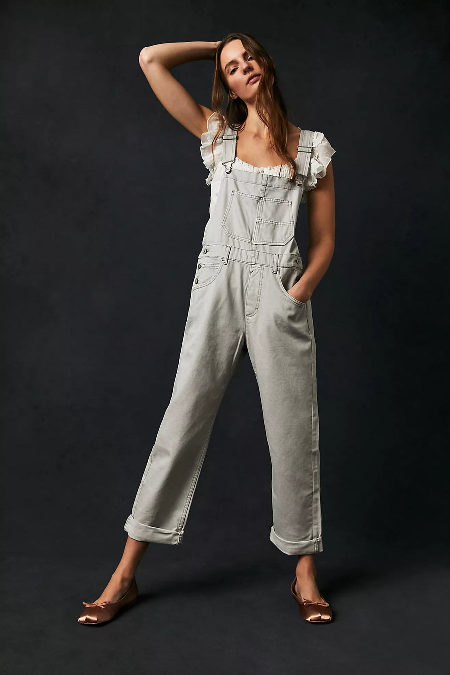 Free People Ziggy Denim Overall - Morning Fog