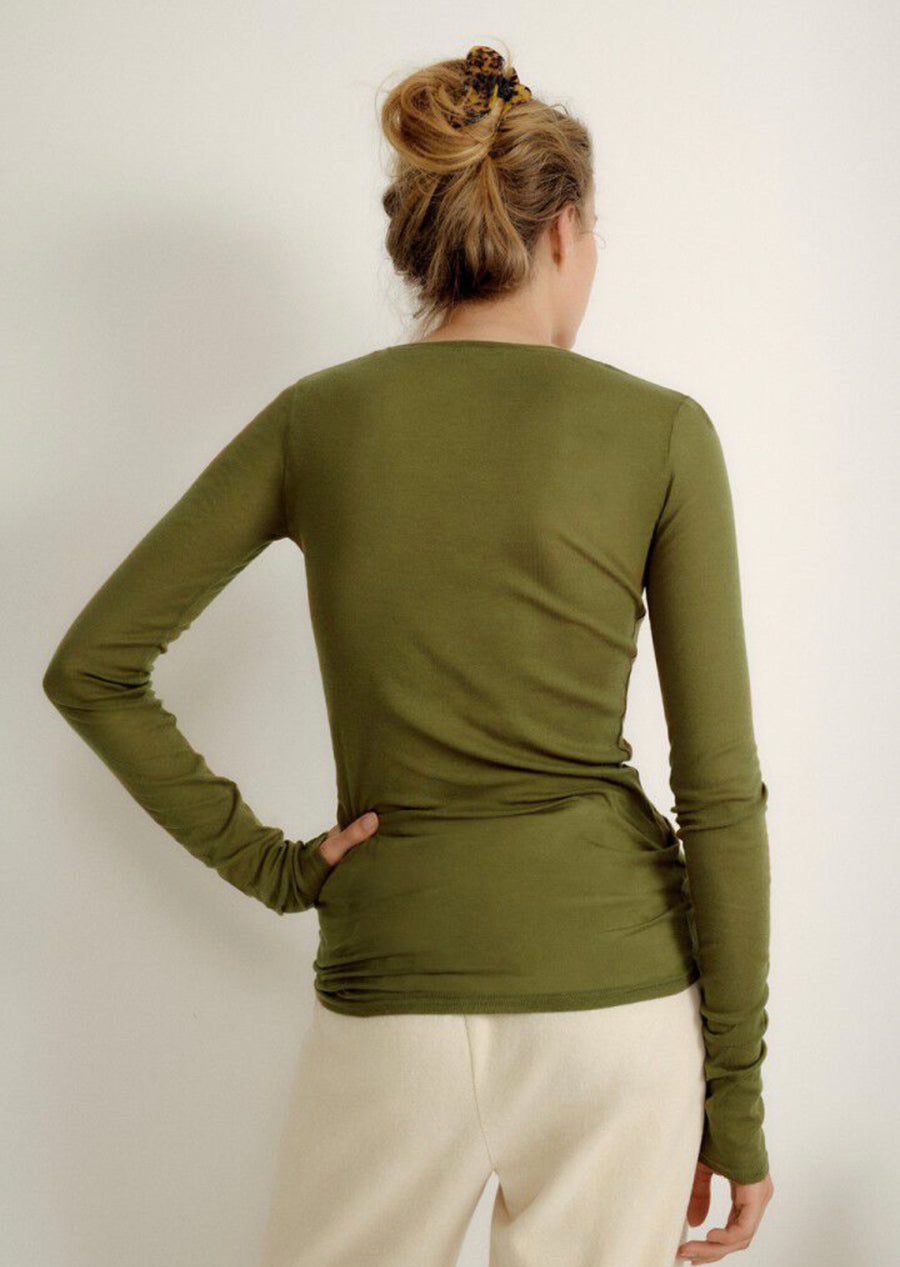 American Vintage Massachusetts Long Sleeve Tee - Vintage Olive