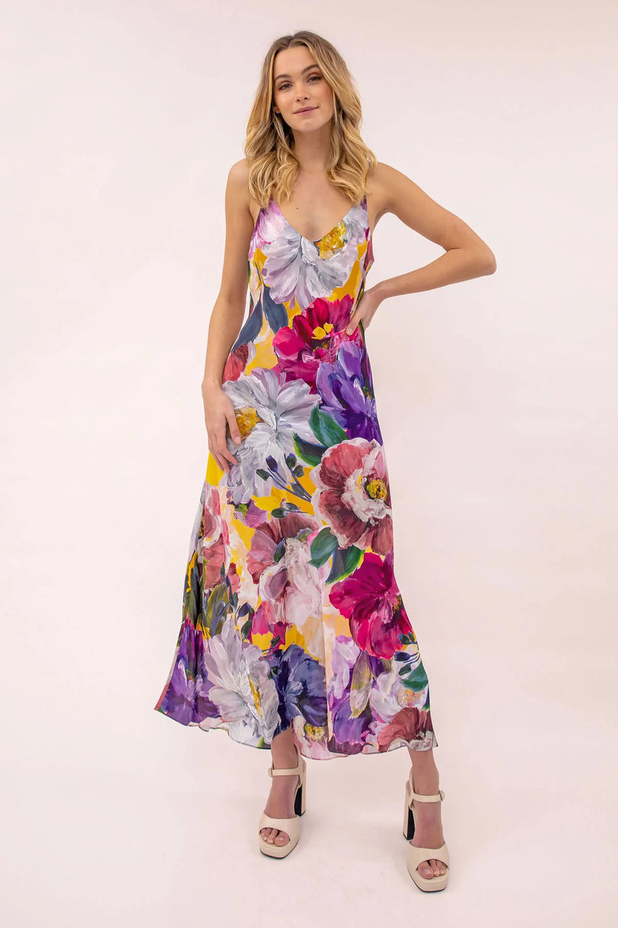 Kachel Elouise Bloom Midi Slip Dress - Bloom