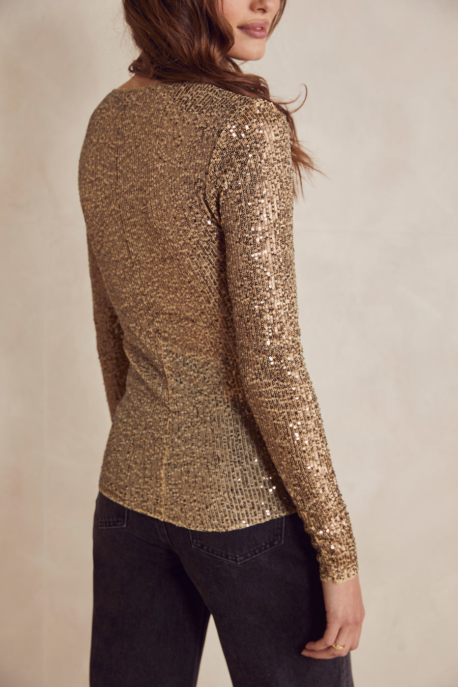 Free People Gold Rush Long Sleeve - Gold Combo