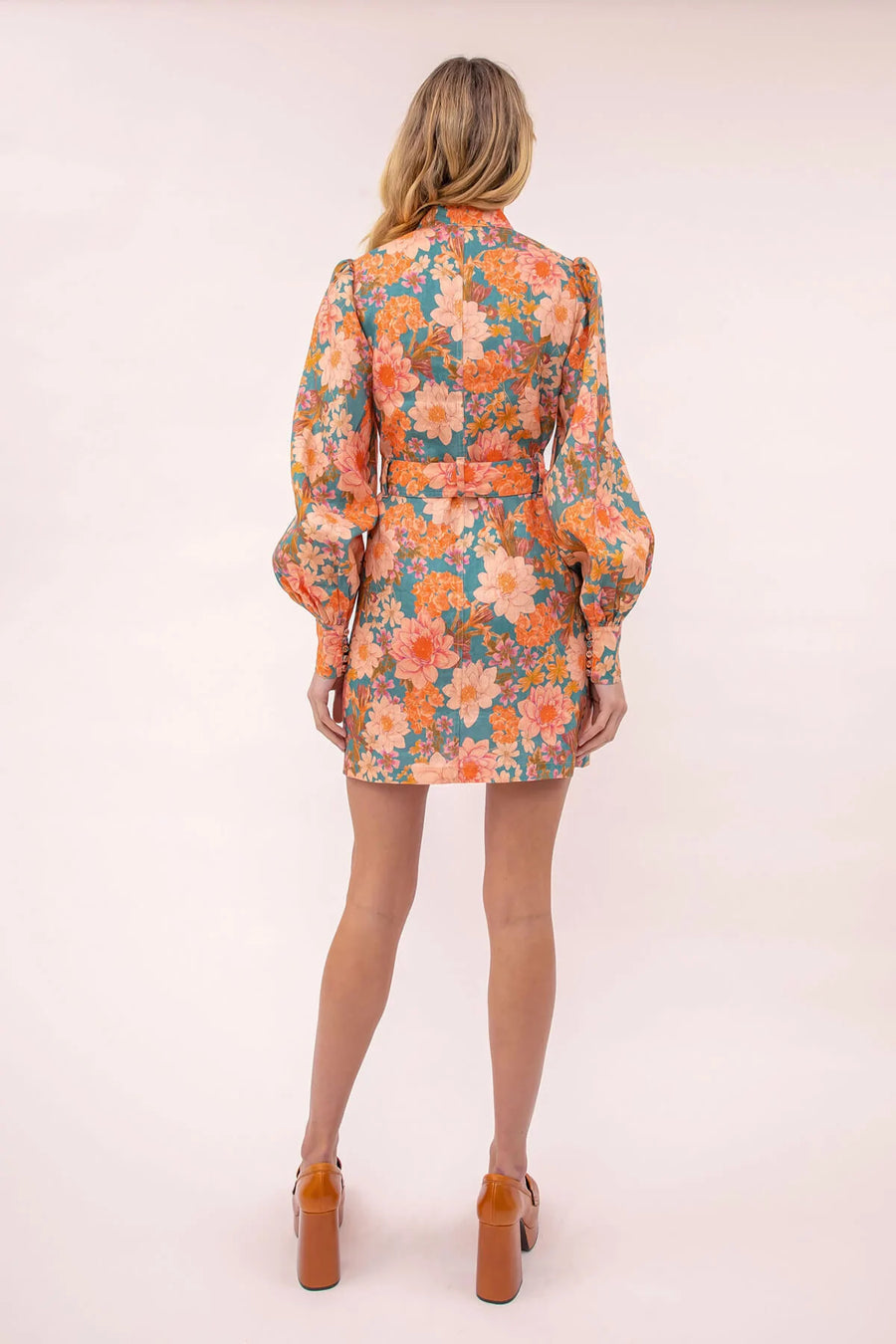 Kachel Heather Belted Mini Dress - Multi