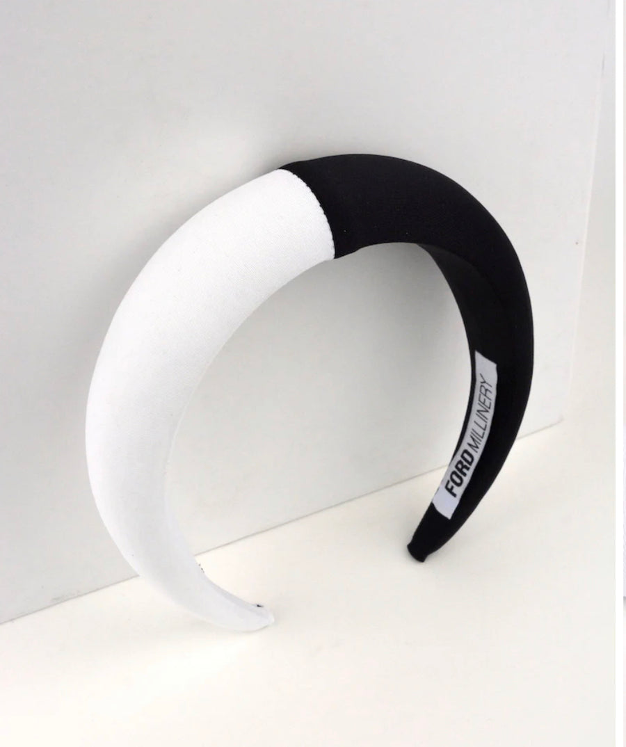 Ford Millinery Lana Padded Headband Black and White