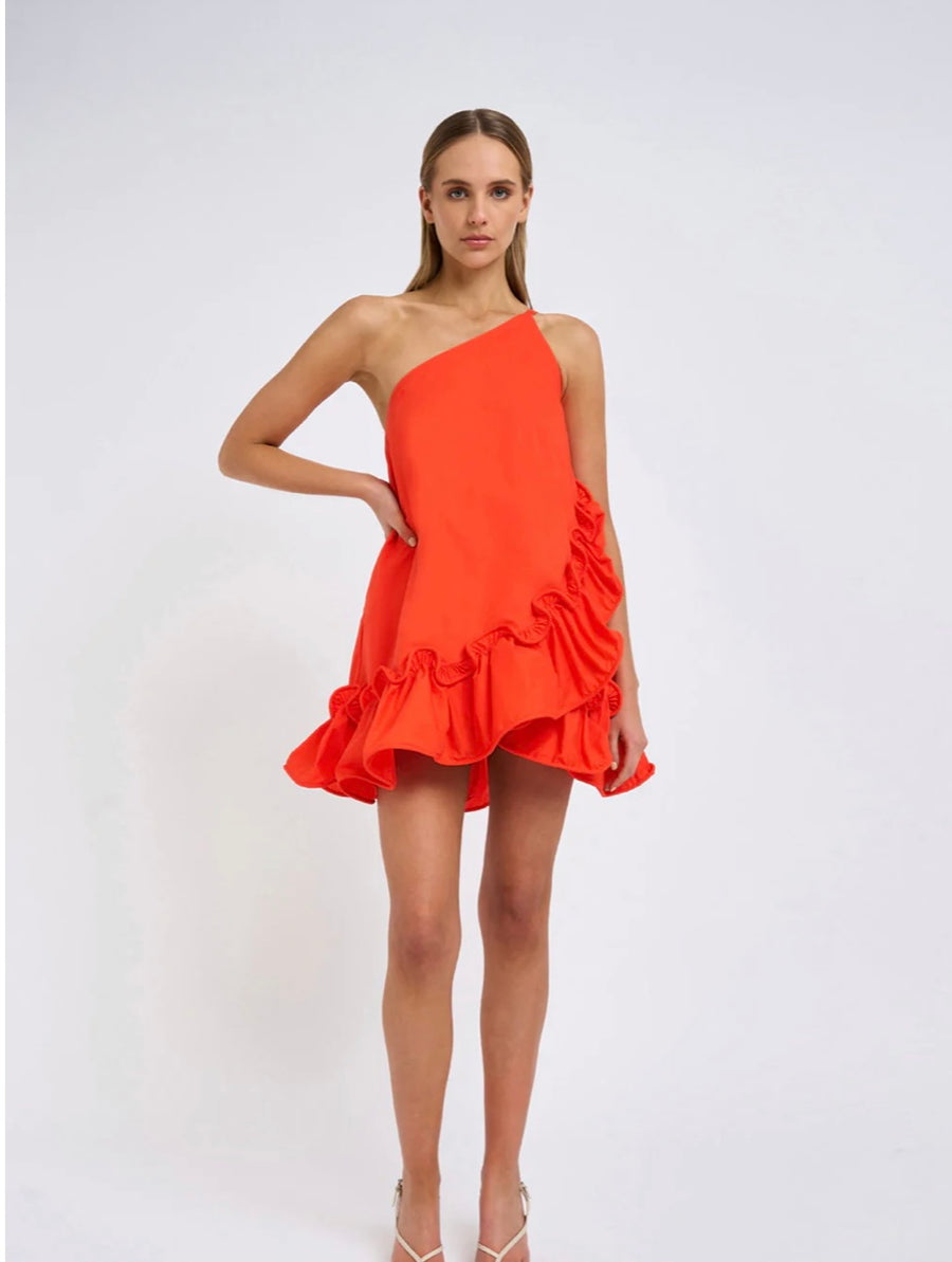 By Johnny. Rope Frill Asymmetric - Hyper Red Love Spell By Johnny. Rope Frill Asymmetric - Hyper Red Love Spell