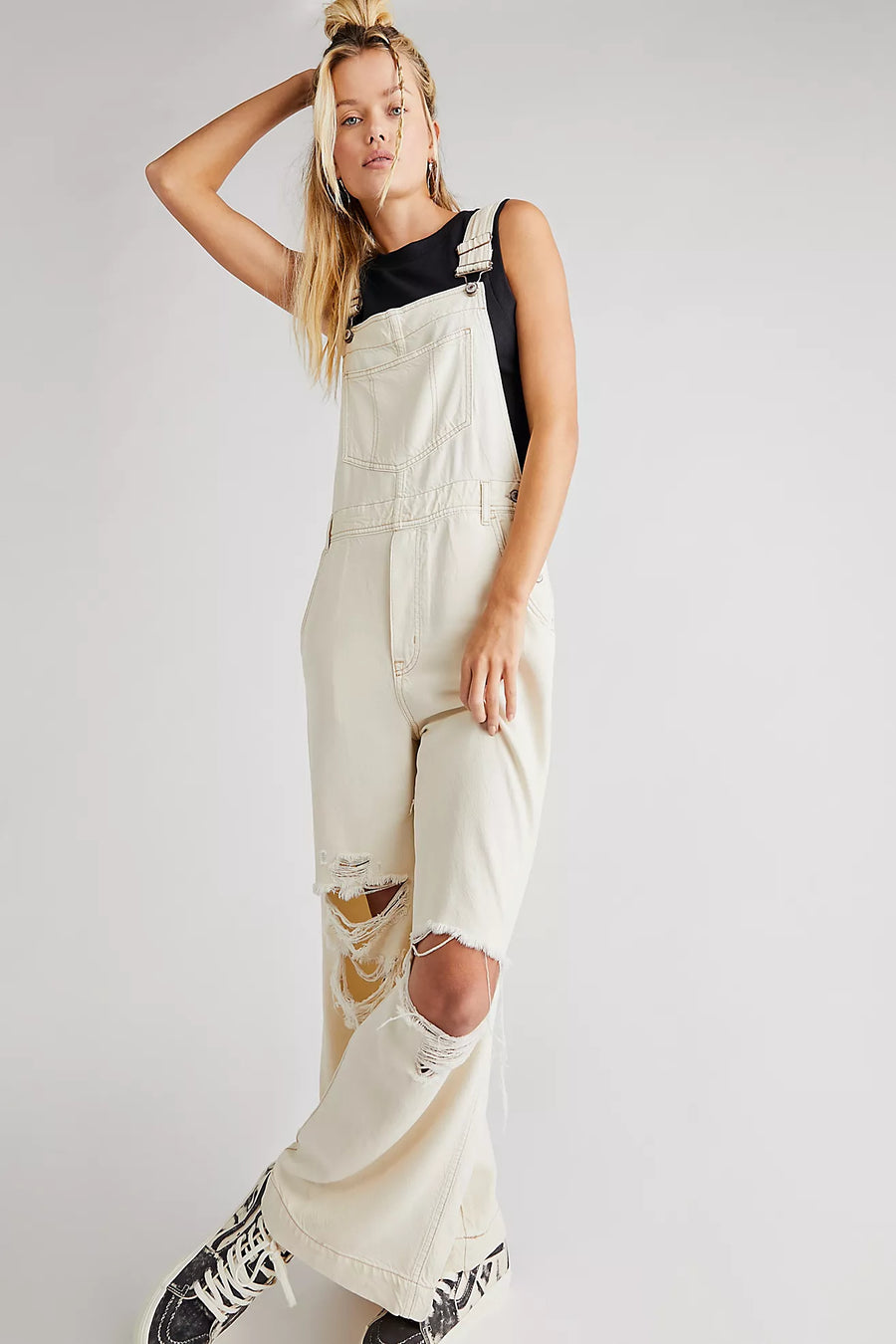 Free People Super Slouchy Overall Warm White FINAL SALE