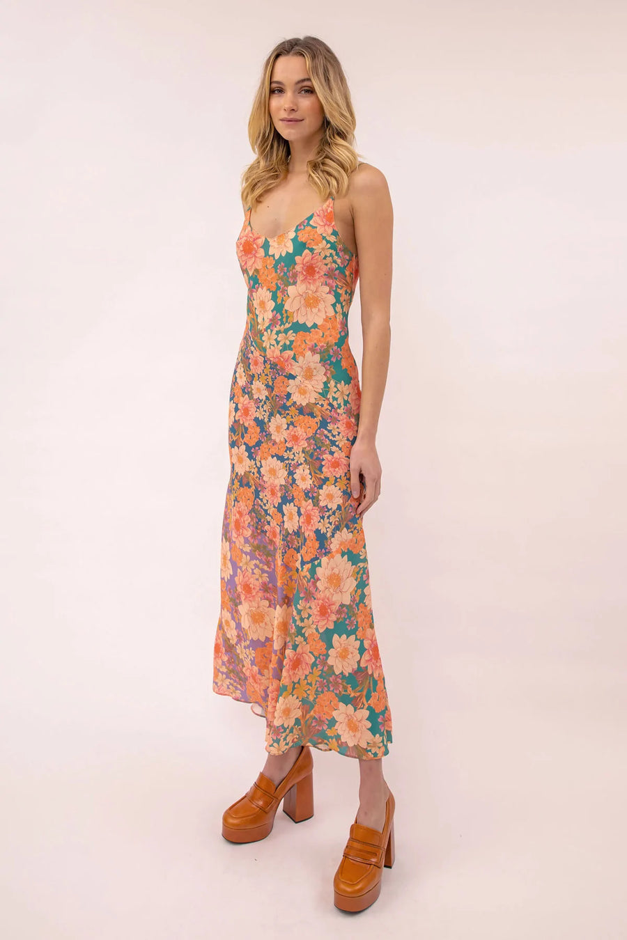 Kachel Christina Floral Midi Slip Dress - Multi