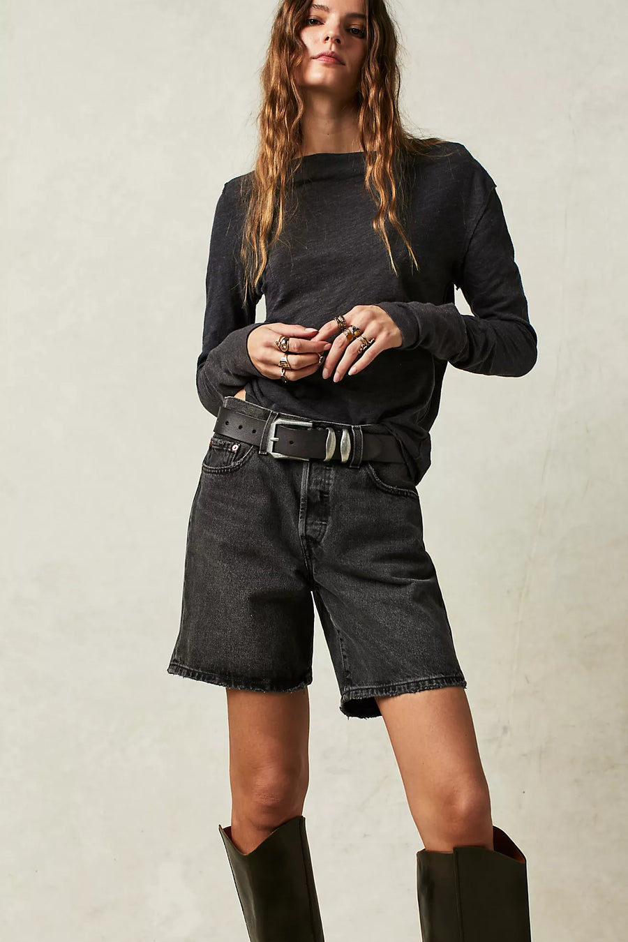 Free People Kimmi Long Sleeve Top - Black