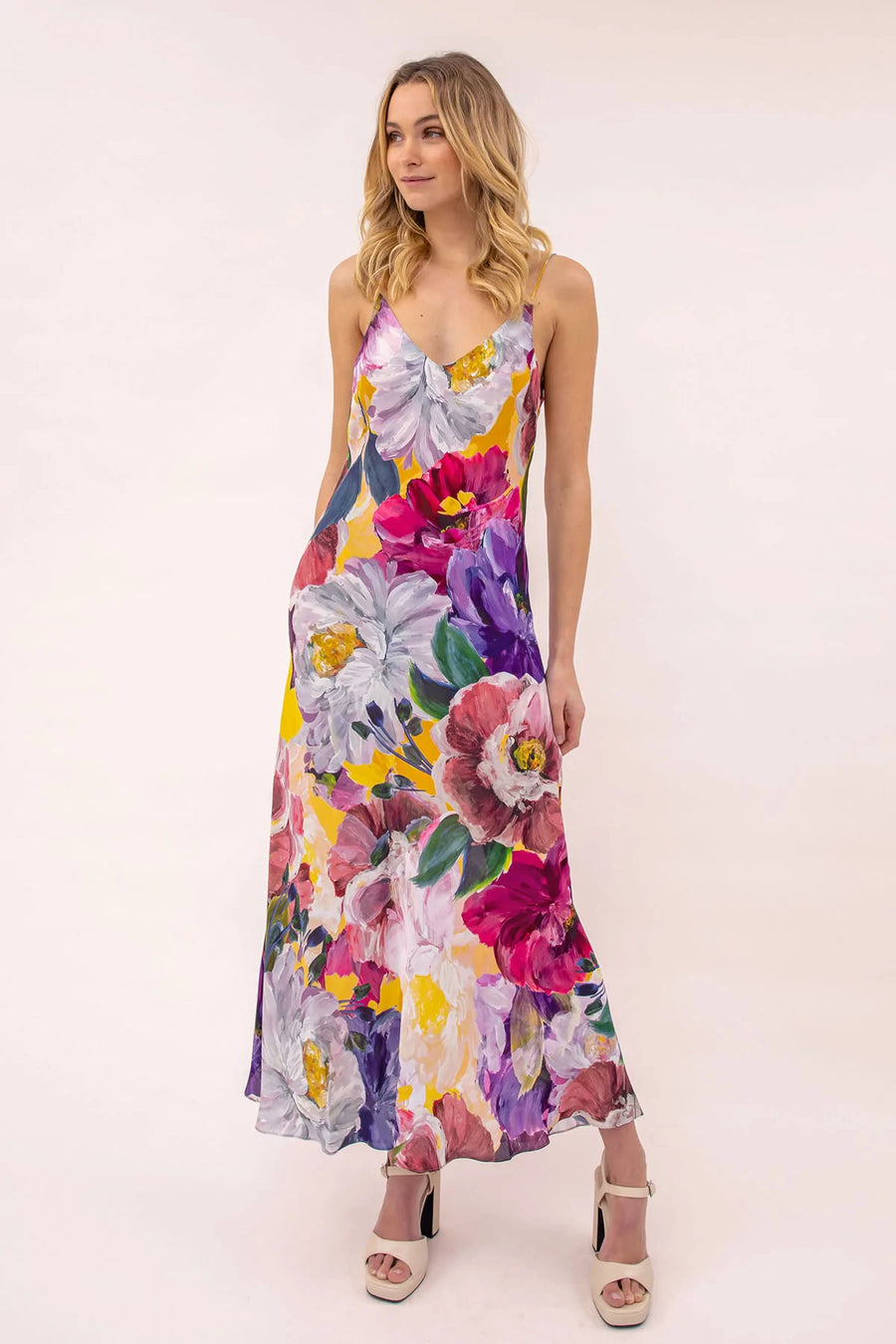Kachel Elouise Bloom Midi Slip Dress - Bloom