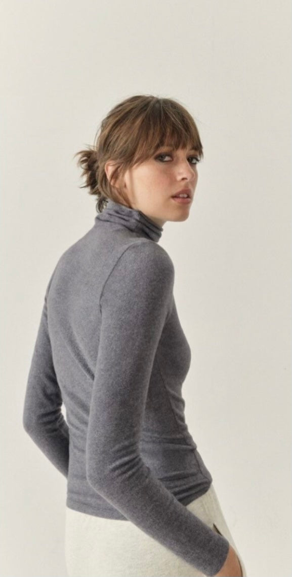 American Vintage Ypawood Turtleneck - Charcoal Melange