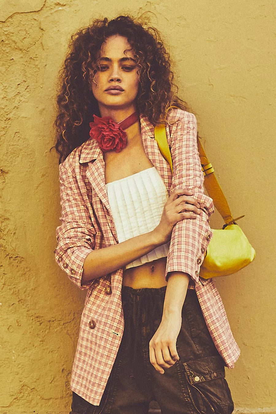 Free People Olivia Gingham Blazer - Pink FINAL SALE