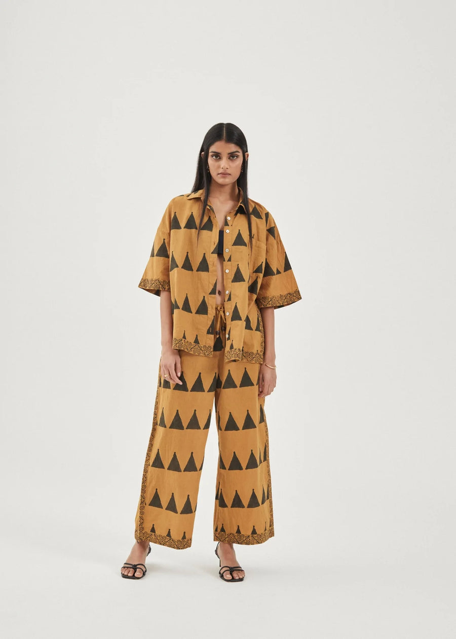 Kinga Csilla Sanur Block Print Shyla Pant - Brown Multi