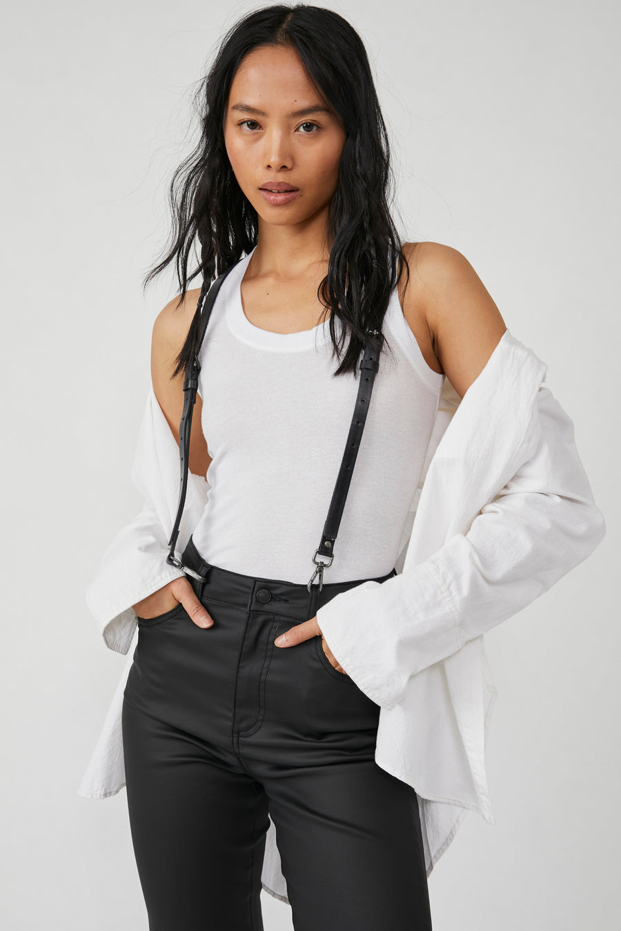 Free People Hold Me Up Suspenders - Black