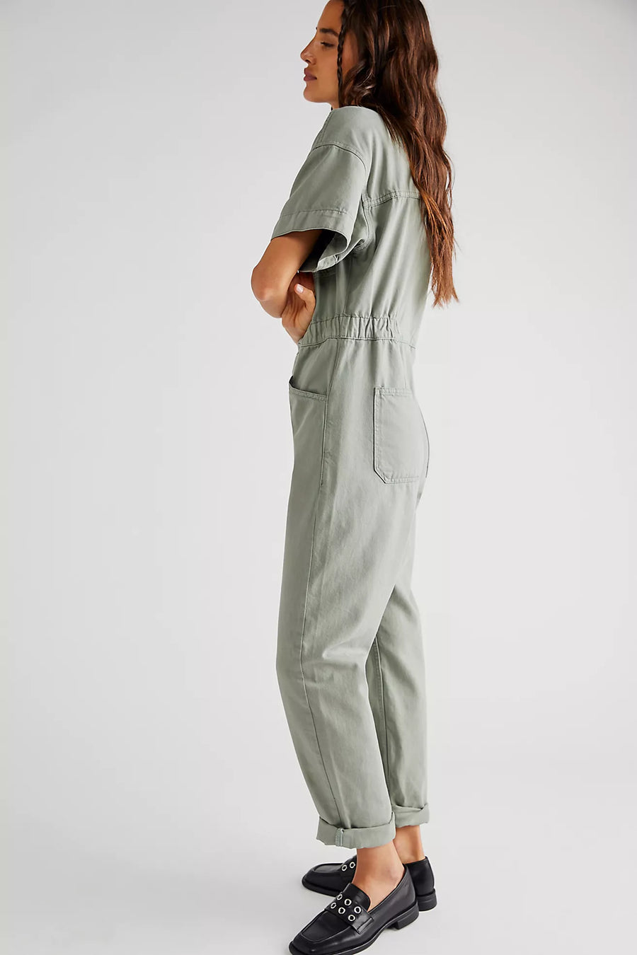 Free People Marci Jumpsuit - Washed Army