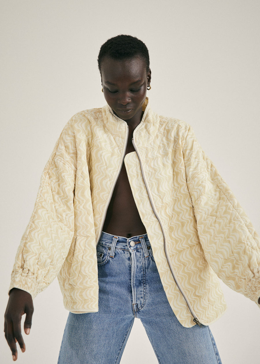 Kinga Csilla Tsunami Quilted Jacket - Unbleached Cotton & Oat