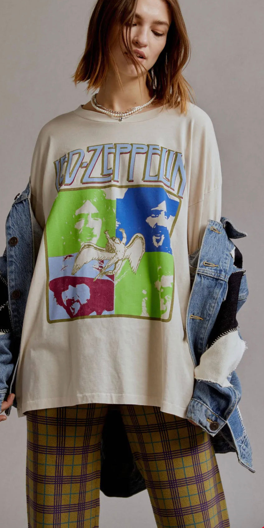 Daydreamer Led Zeppelin Four Square Merch Tee - Dirty White