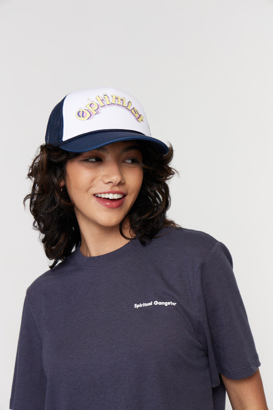 Free People Optimist Trucker Hat - White/Space Blue