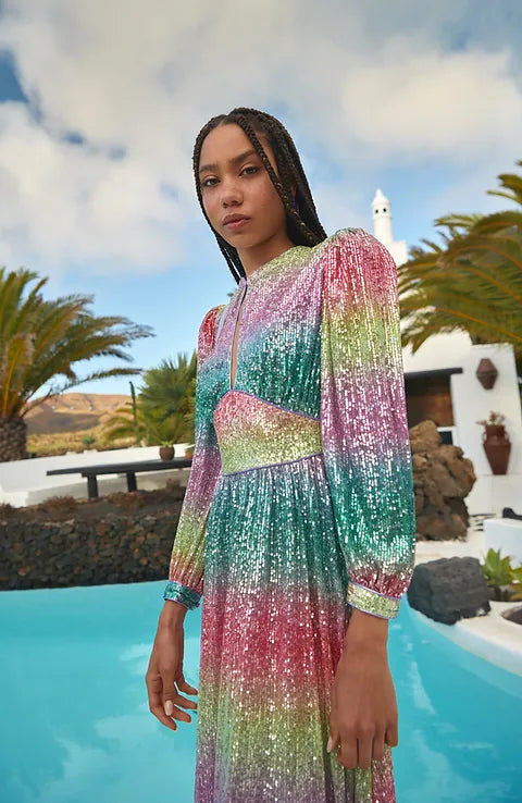 Rixo rainbow sales sequin coco dress