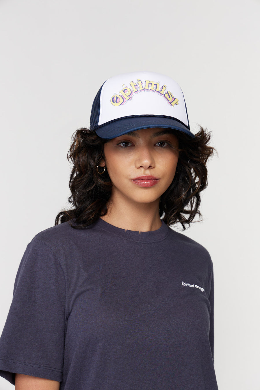 Free People Optimist Trucker Hat - White/Space Blue