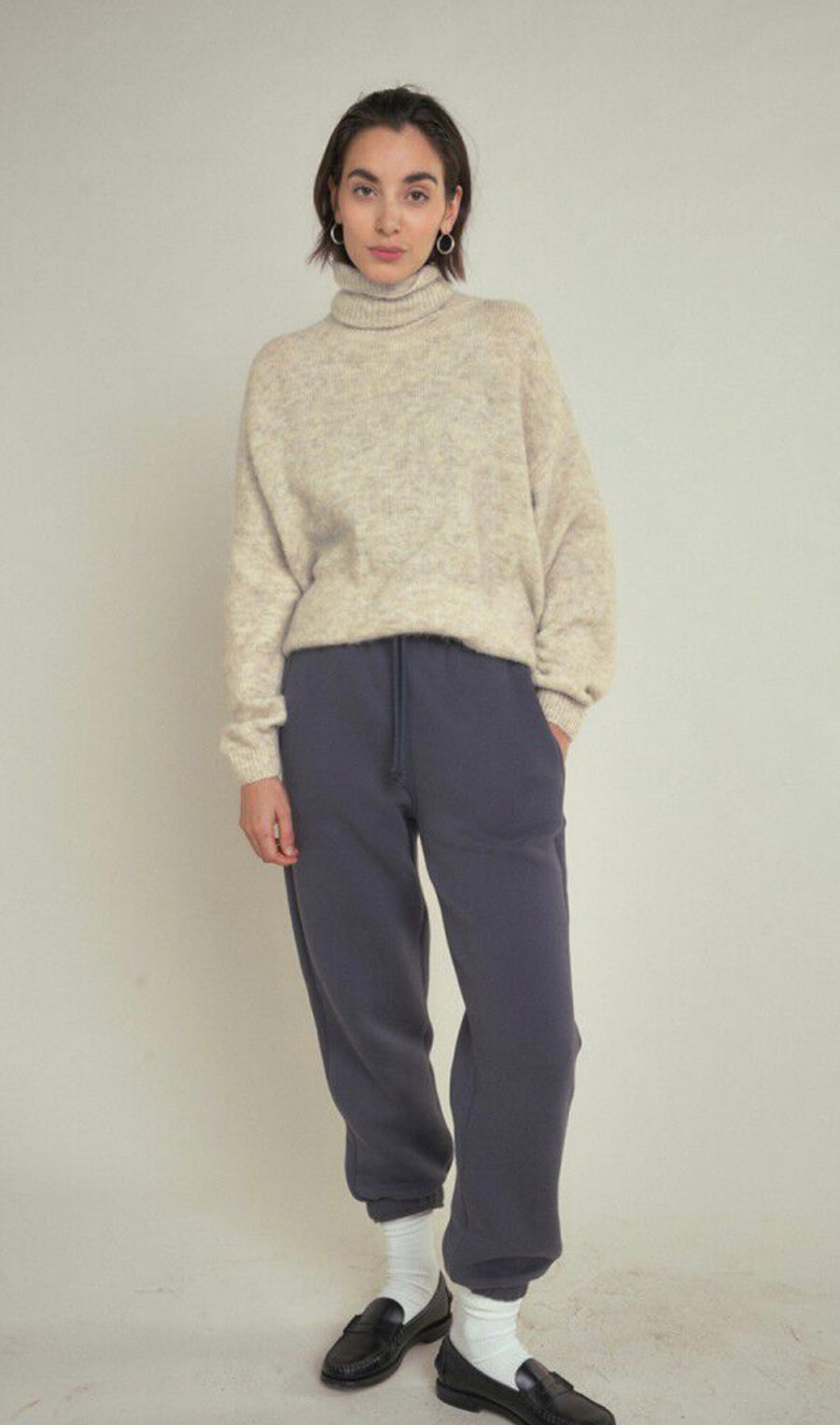 American Vintage East Turtleneck Jumper - Powder Snow Melange
