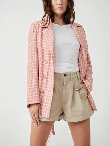 Free People Olivia Gingham Blazer - Pink FINAL SALE