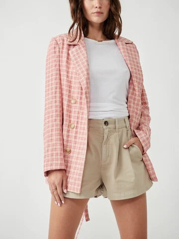 Free People Olivia Gingham Blazer - Pink