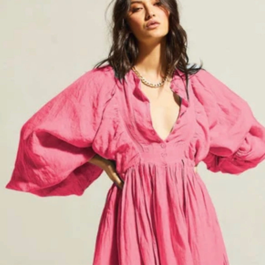 Kinga Csilla Mascali Linen Dress Pink - FINAL SALE