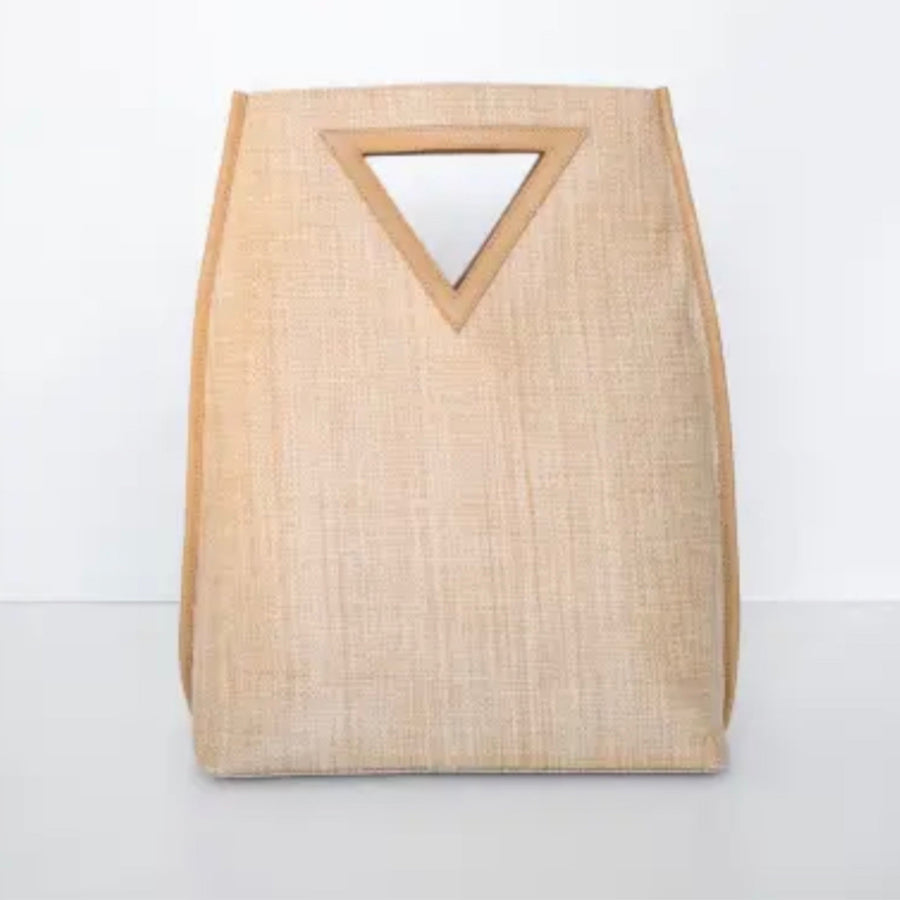 Ziggy V Handled Tote Natural Raffia